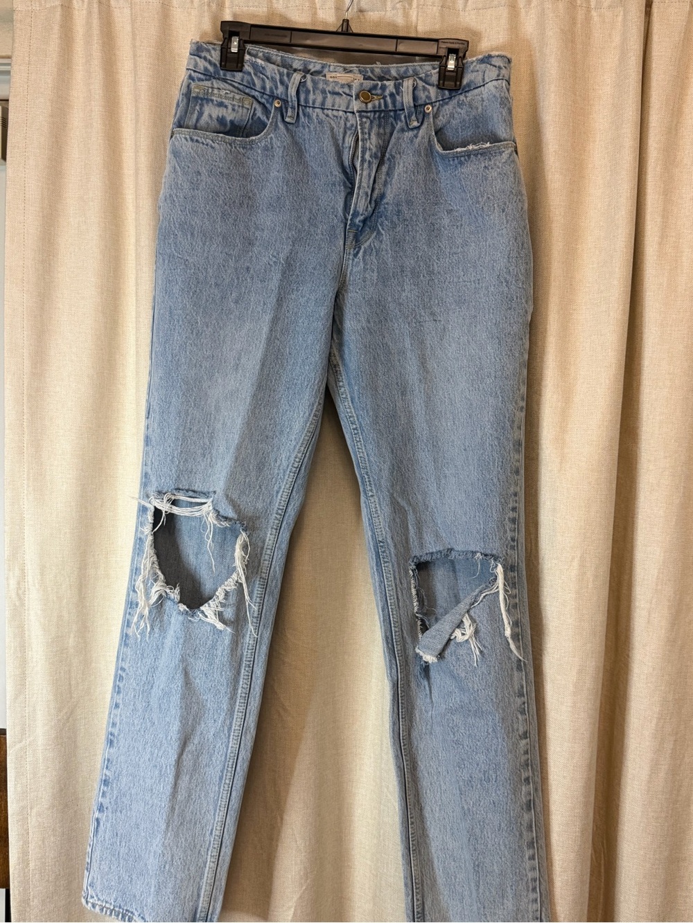 Good American Light Blue Distressed Straight Leg Jeans
